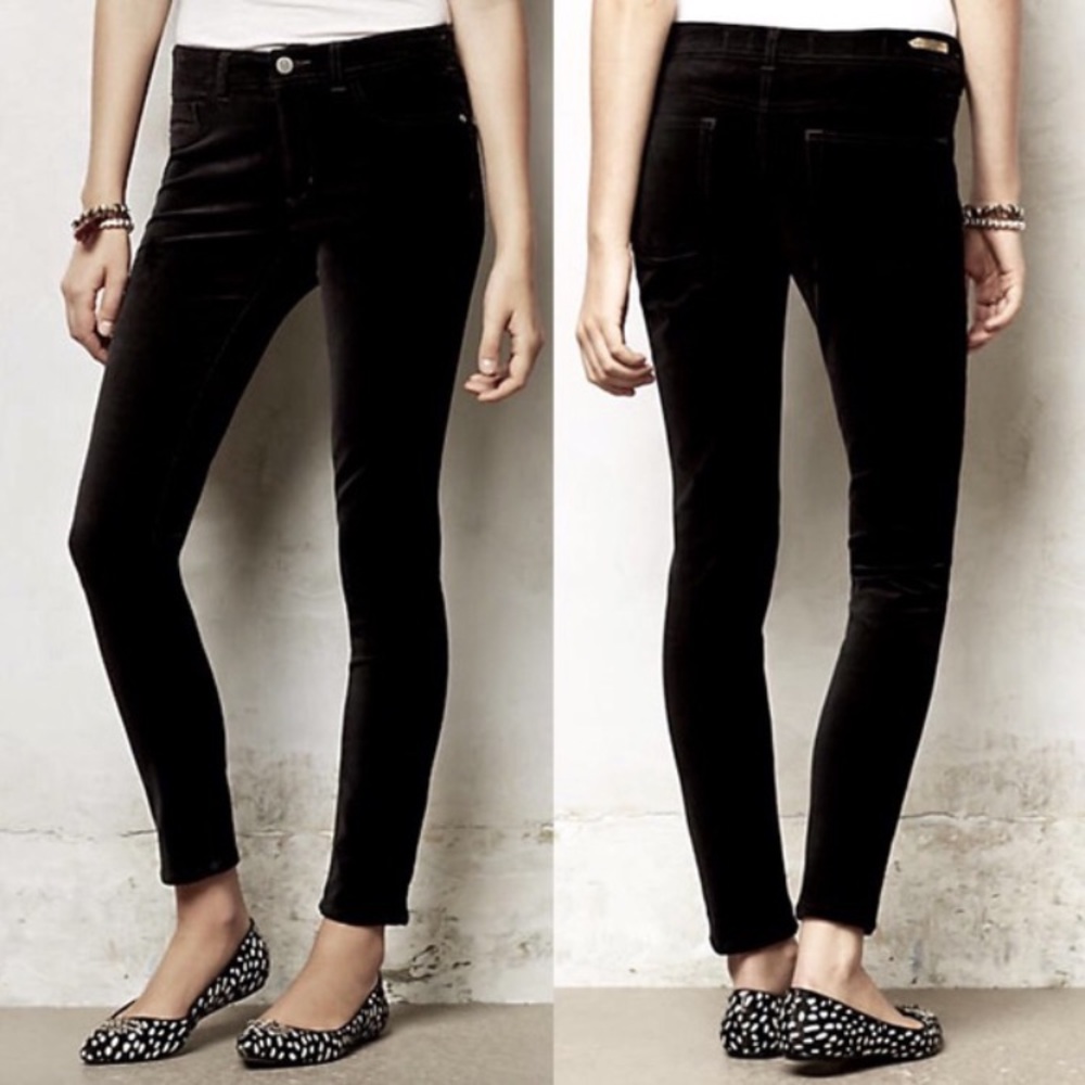 Pilcro Anthropologie Skinny Black Velvet Ankle